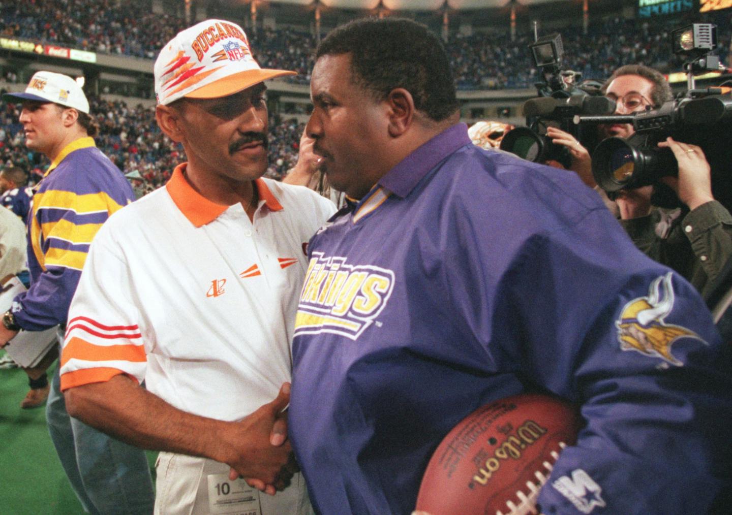 The Vikings won a decisive victory over Tampa Bay. -- Tony Dungy and Dennis Green exchanged pleasantries after the Vikings defeated Tampa Bay Sunday afternoon.