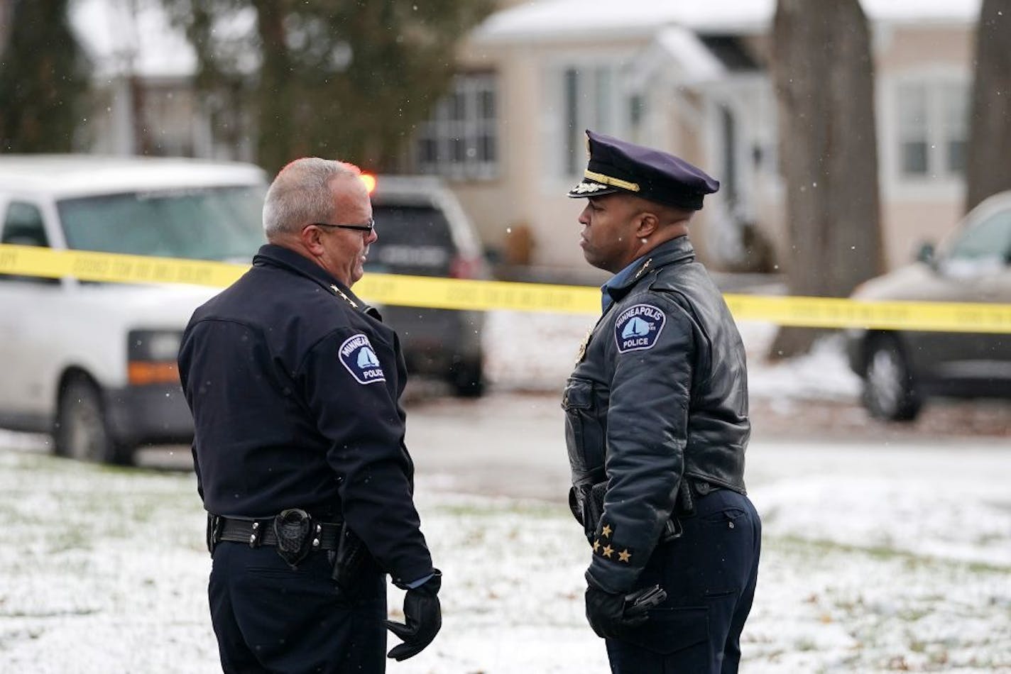 Minneapolis Assistant Police Chief Michael Kjos, left, and Police Chief Medaria Arradondo.