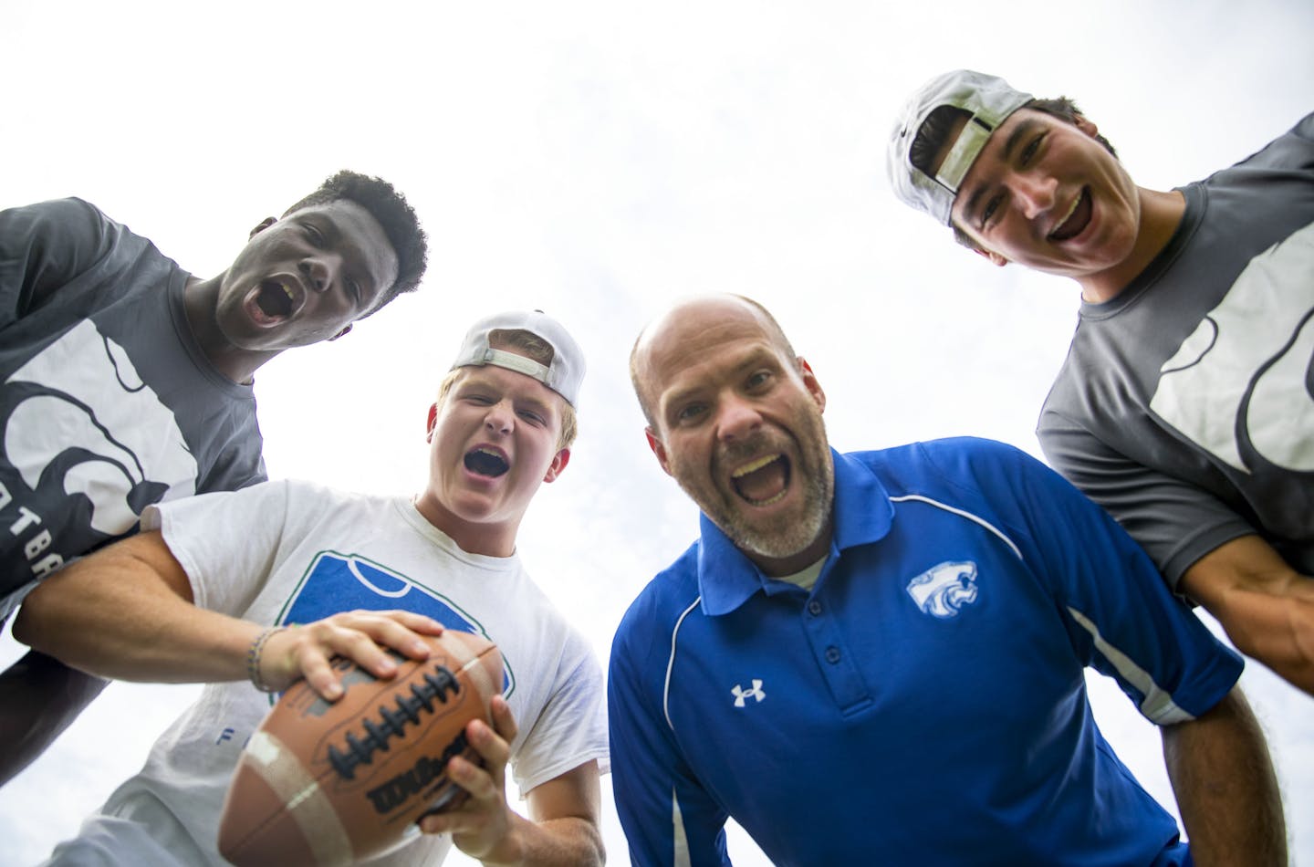 Eagan High School football seniors (left) Charles Otu, Zach Wollack, head coach Nick Johnson and senior Zack Merwin posed for a portrait on their practice field on Friday August 2, 2019 in Eagan, MN.] ALEX KORMANN &#x2022; alex.kormann@startribune.com Eagan High School has a new head coach and is full of energy and excitement after a disappointing few seasons. Coach Nick Johnson and three upcoming seniors met with Star Tribune reporters on Friday August 2, 2019 to discuss the upcoming season and