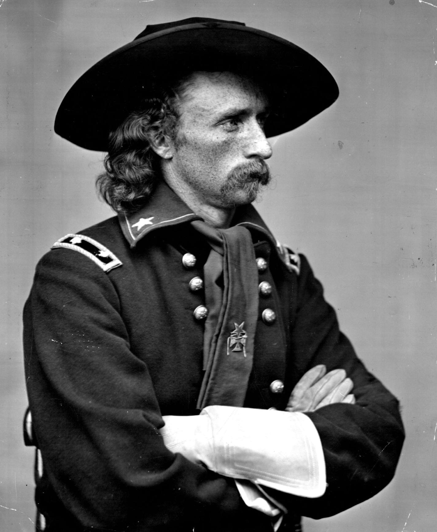 September 18, 1949 Custer's First Stand -- This photo of General George Armstrong Custer, best known for his famous "last stand," is one of the 44 original wet plate negatives. Brady made this portrait in Washington, D.C., on plates furnished by the founders of Ansco during the Civil War era. General Custer and his troops were massacred in 1876. April 9, 1965 August 12, 1990 Minneapolis Star Tribune