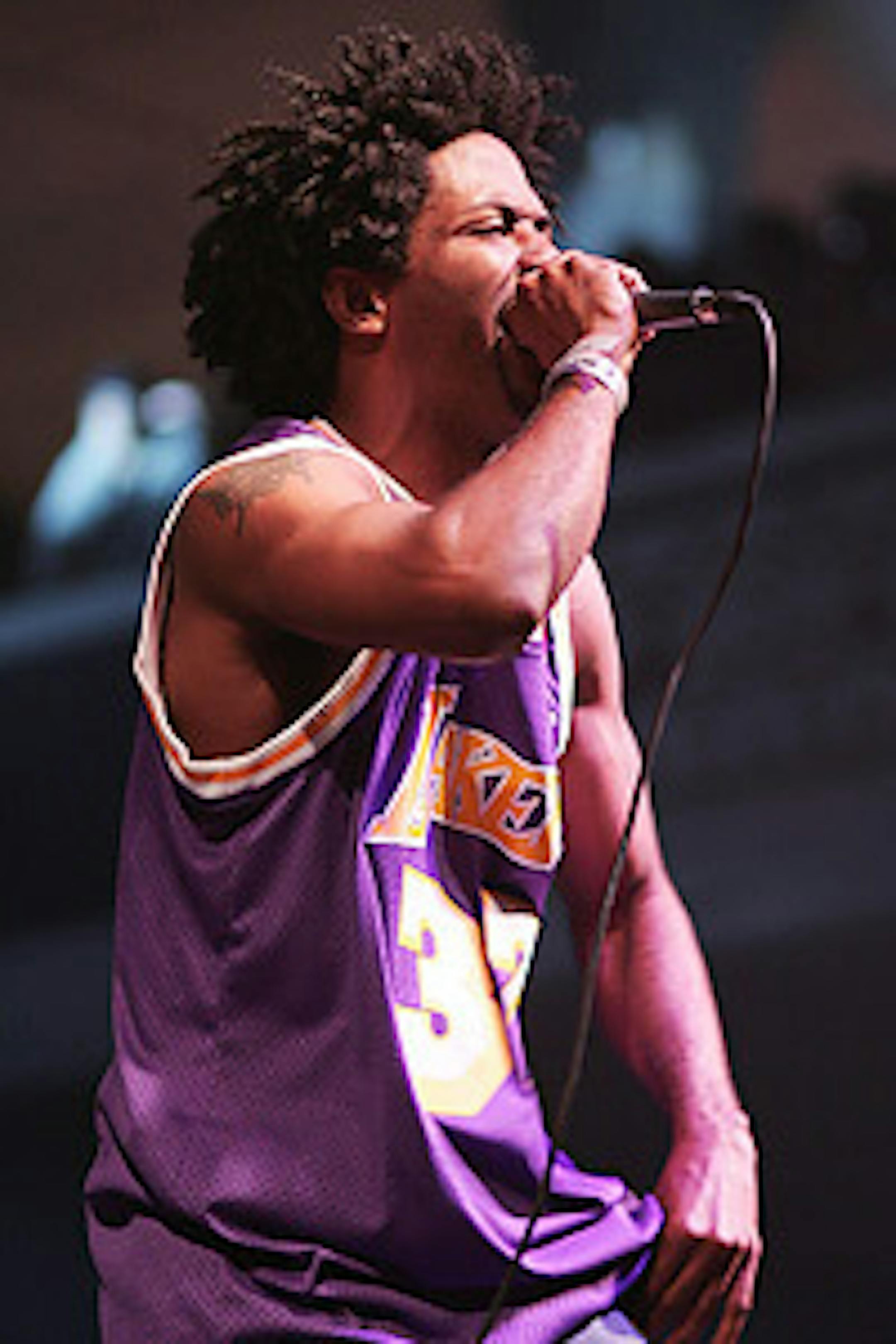 Murs (of Felt and Living Legends) performing at the Paid Dues underground hip-hop concert held at the Shrine Auditorium in Los Angeles.