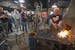 Ken Zitur of Ken's Custom Iron gave a lesson in blacksmithing to a group of military veterans in his shop, Friday, November 10, 2017 in Avon, MN. Ken'