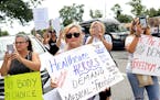 FILE Ñ People protest vaccine mandates for health care workers at Staten Island University Hospital, Northwell Health on Staten Island on Aug. 16, 20