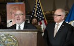 Rep. Frank Hornstein, the Bill's House sponsor, spoke at a press conference next to Gov. Tim Walz and Lt. Gov. Peggy Flanagan before the Governor sign