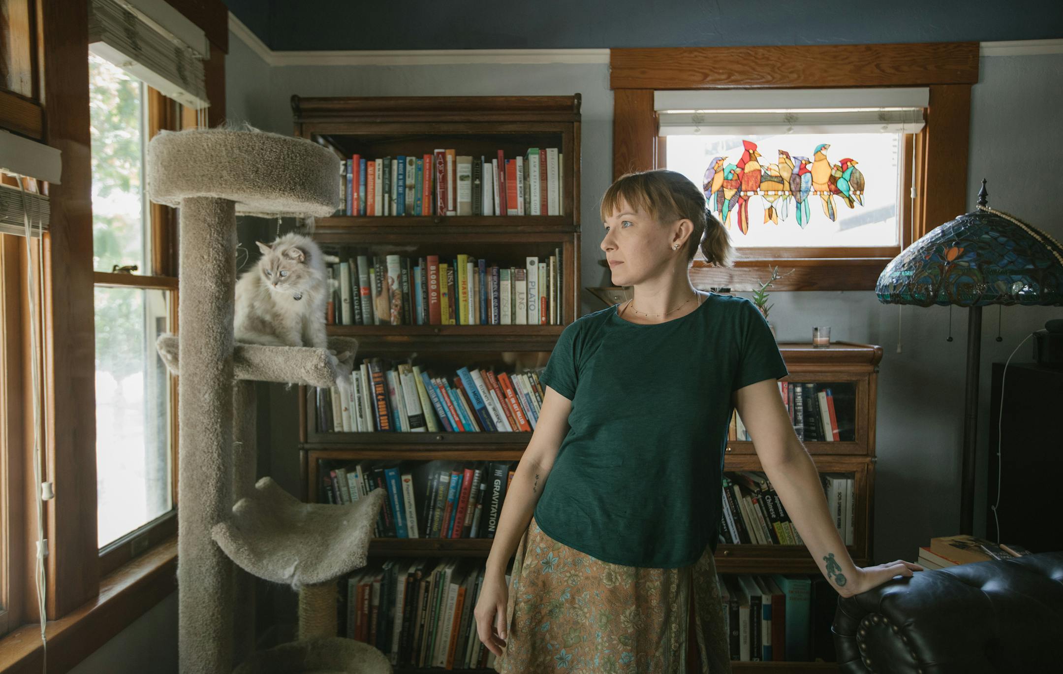 Lauren Shields, author of "The Beauty Suit: How My Year of Religious Modesty Made Me a Better Feminist," at home in San Jose, Calif., on July 18, 2018. The new book is a response to the mixed reception of an article where Shields, a feminist writer, detailed the year she spent dressing modestly. (Peter Prato/The New York Times)