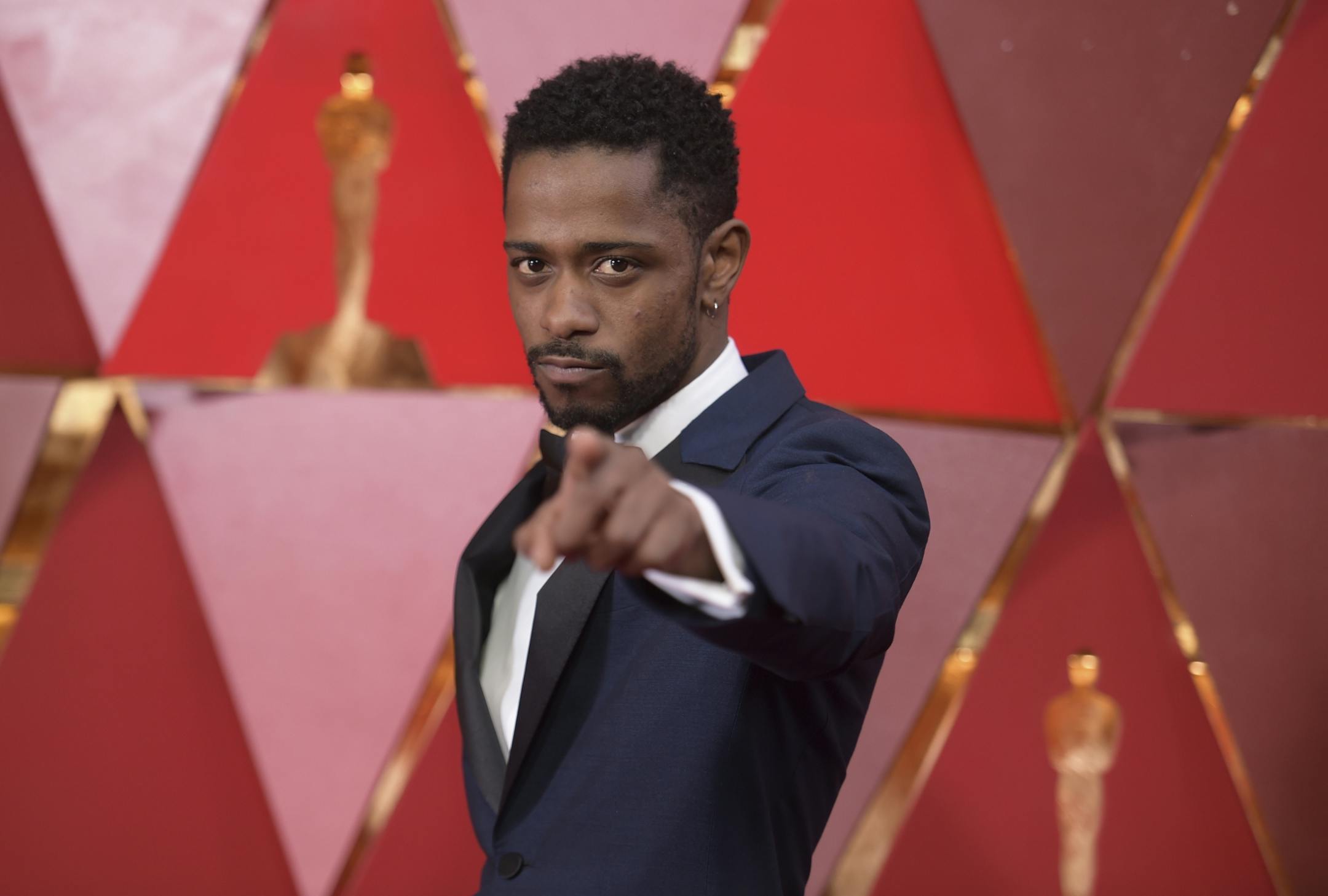 Lakeith Stanfield arrives at the Oscars on Sunday, March 4, 2018, at the Dolby Theatre in Los Angeles.