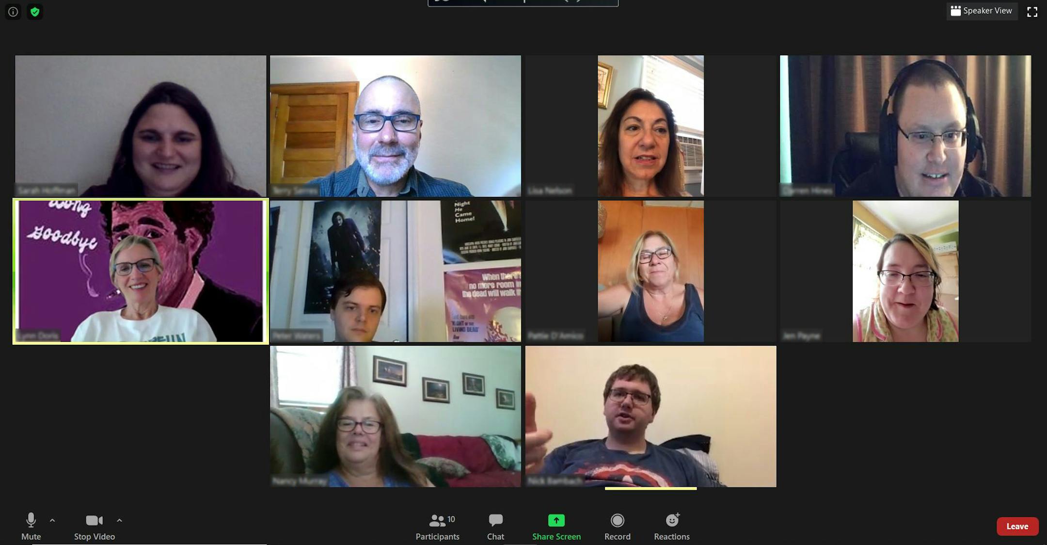 Terry Serres, top, second from left, is a member of Online Cinema Group of Long Island. Much like a book club, the group watches a film independently and then gathers online to discuss it.