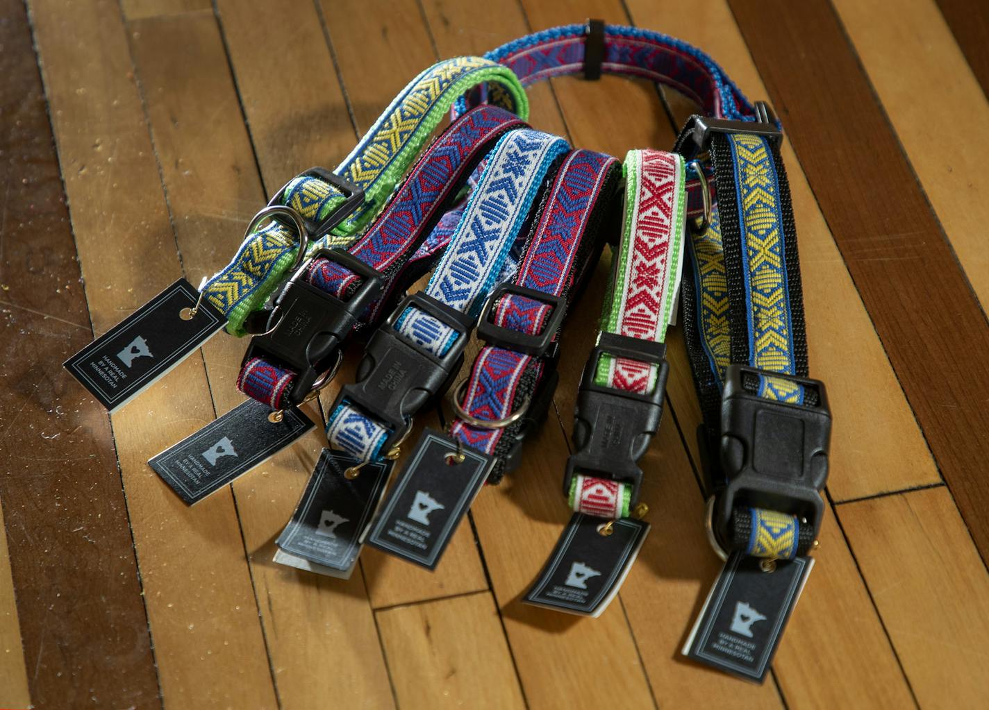 Dog Collars made by Steller Goods. ] CARLOS GONZALEZ &#x2022; cgonzalez@startribune.com &#x2013; Minneapolis, MN &#x2013; September 11, 2019, Julie Steller who's behind Steller Goods, a local company that makes cozy mittens, hats and purses perfect for winter.