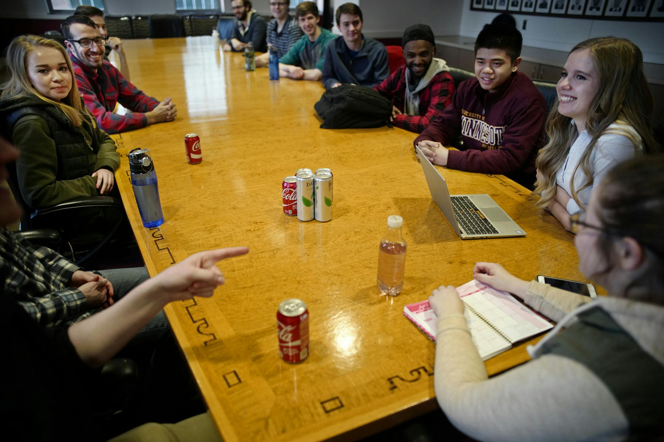 A bipartisan student group including president Symantha(cq) Clough, far right, met at the U. This is bucking the national trend, bringing together students of different political persuasions for polite debates about hot political issues. The Minnesota Bipartians Issues Group meets once a week .] Richard Tsong-Taatarii&#xef;rtsong-taatarii@startribune.com