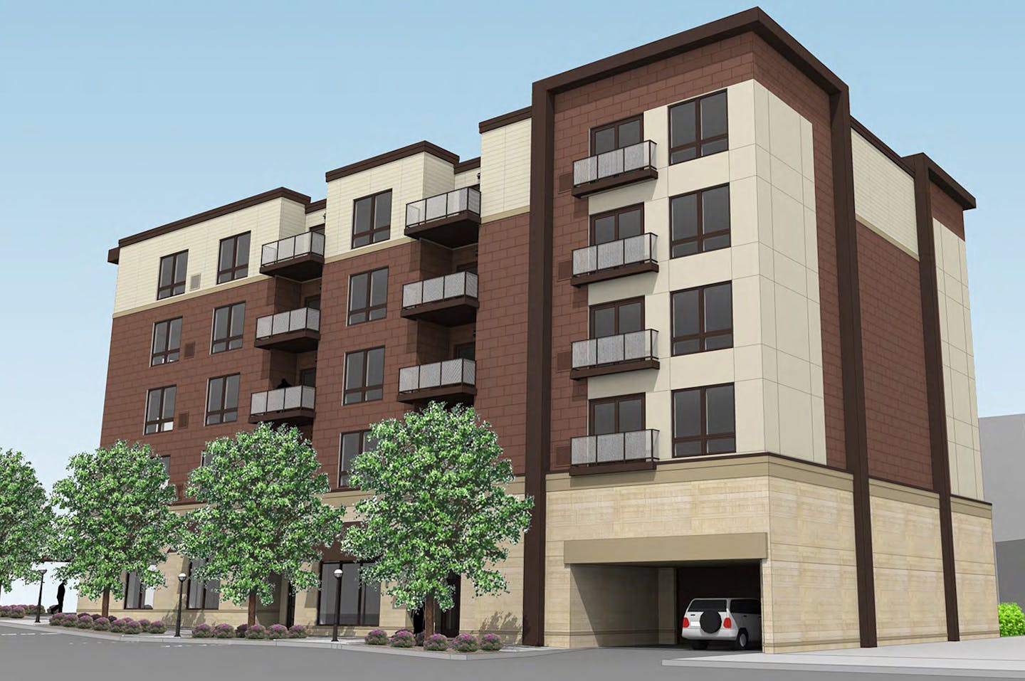 The 84-unit 501 on First mixed-used project from developer Mark Kramer is one of several new apartment buildings coming online this year in downtown Rochester, where demand for new housing is growing. CREDIT: CRW Architecture & Design Group