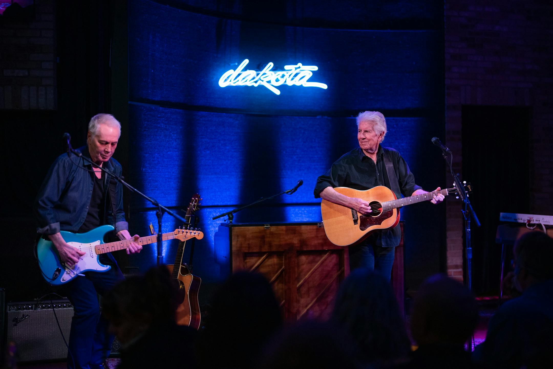 Graham Nash performing with guitarist Shane Fontayne, left, early in his set at the Dakota Tuesday night.