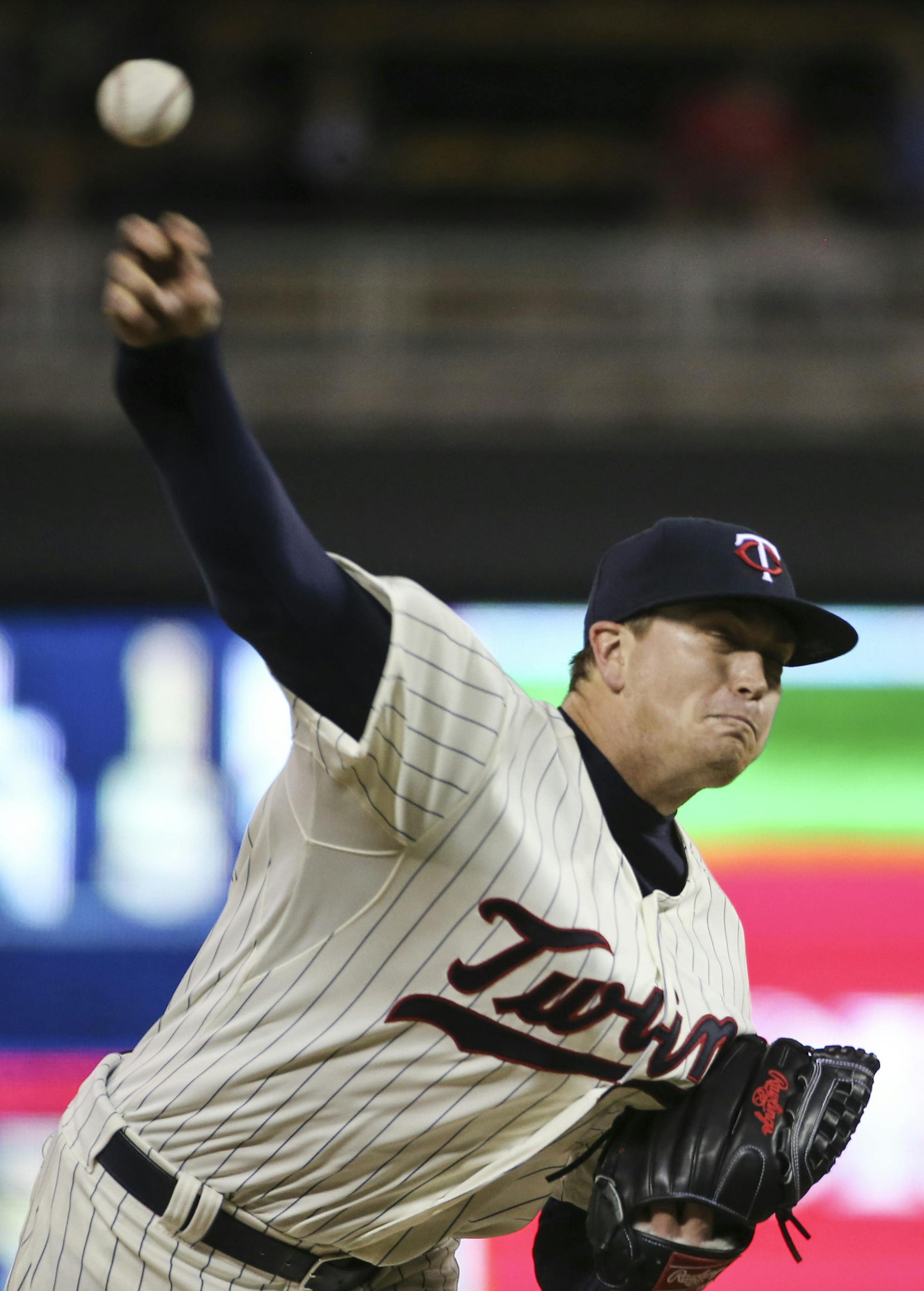 Twins pitcher Kyle Gibson let up no Oakland runs. ] RENEE JONES SCHNEIDER • reneejones@startribune.com The Minnesota Twins played the Oakland Athletics at Target Field on Wednesday, May 6, 2015, in Minneapolis, Minn.