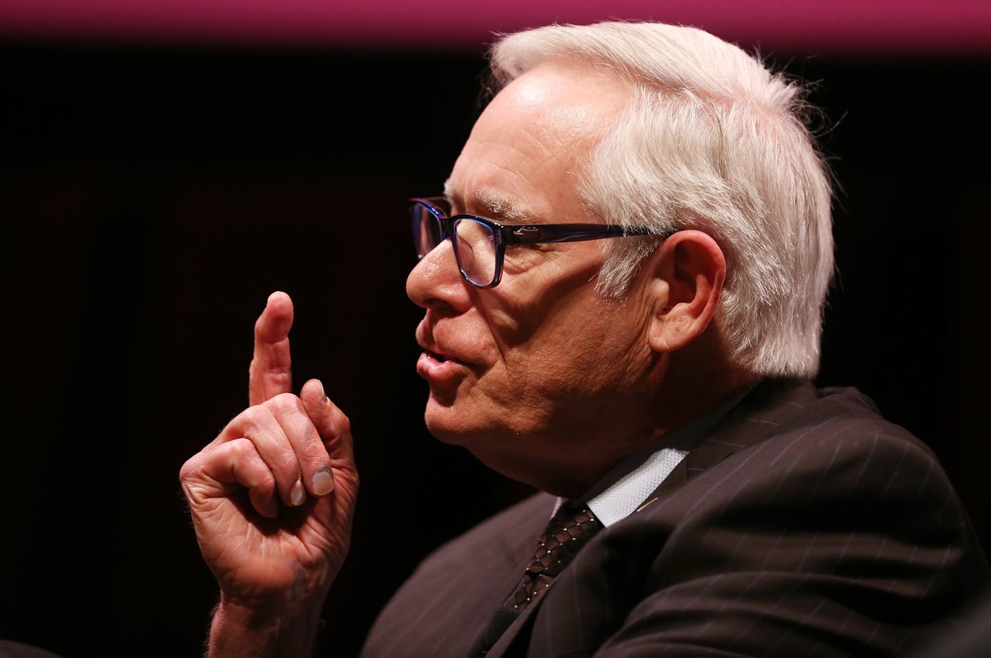 Past University of Minnesota president Robert Bruininks participates in a panel discussion with six presidents of the University of Minnesota at Northrop Auditorium in Minneapolis on Monday, May 4, 2015. ] LEILA NAVIDI leila.navidi@startribune.com /