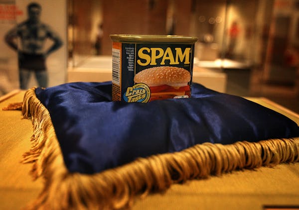 Spam was regally displayed as part of an exhibit at the Minnesota History Center in St. Paul in 2007.