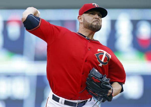 Minnesota Twins pitcher Ricky Nolasco throws against the Tampa Bay Rays in the first inning of a baseball game Friday, June 3, 2016, in Minneapolis. (