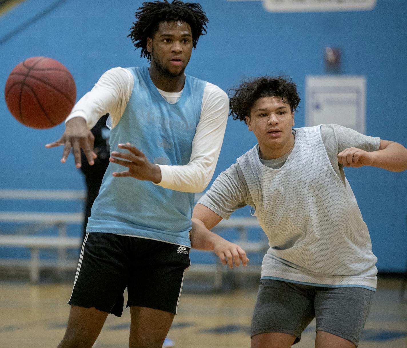 Minnesota Preparatory Academy students practiced Wednesday, January 9, 2019 in Minneapolis, MN. The school is a newly-formed basketball-based prep school housed at Jerry Gambles Boys and Girls' Club in north Minneapolis. It was conceived to capitalize on a growing national trend of athletic-based prep schools that cater to the needs of kids who hope to have a basketball future past high school. The school was established using many of the players that led Brooklyn Center to the state Class 2A se