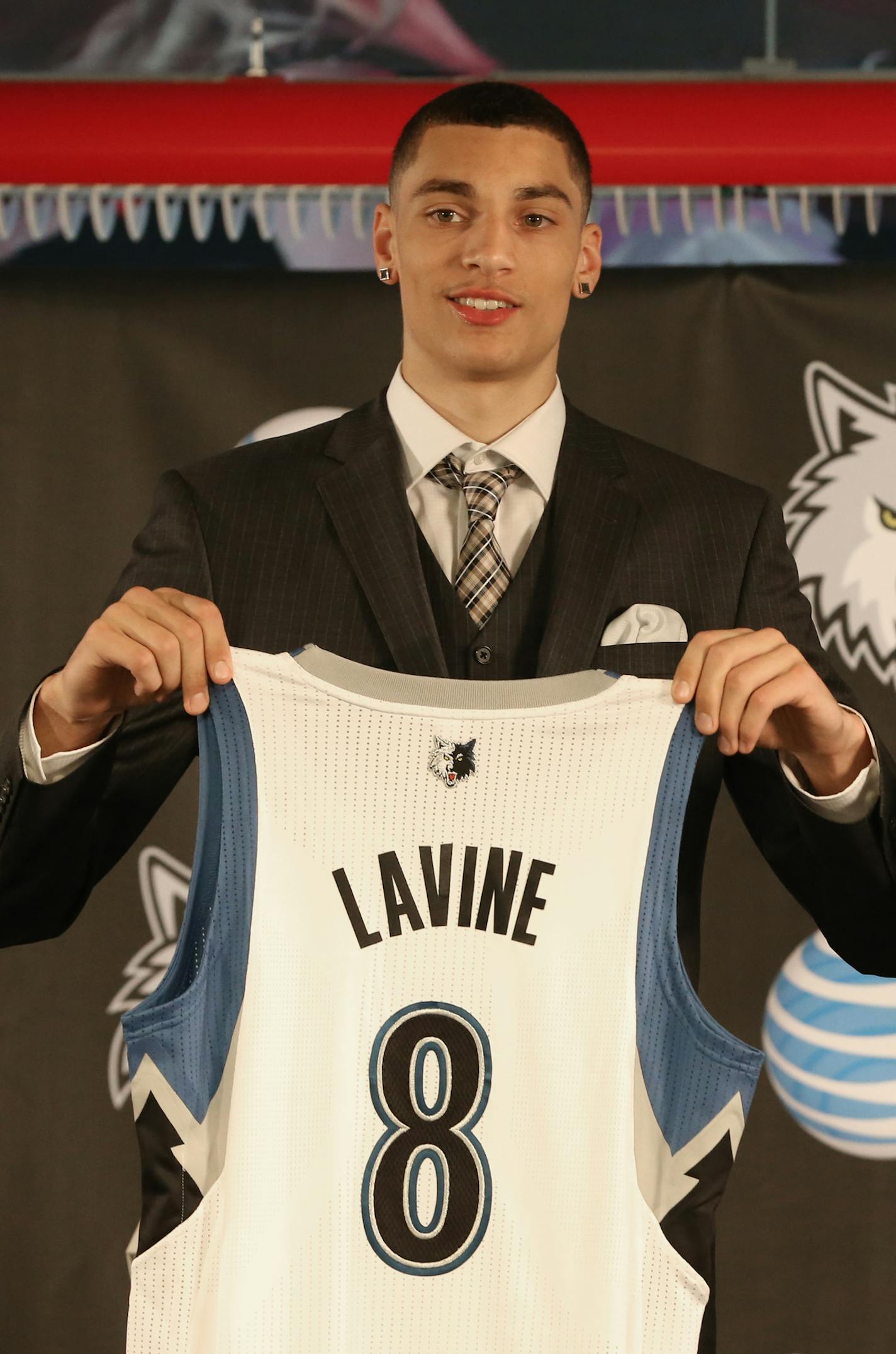 (left to right) The Wolves newly-acquired guard Zach LaVine (13th pick in 2014 NBA Draft), forward Glenn Robinson III (40th overall pick) were introduced to the media during a press conference at Target Center on 6/23/14.] Bruce Bisping/Star Tribune bbisping@startribune.com Zach LaVine, Glenn Robinson/source. ORG XMIT: MIN1406271428214967