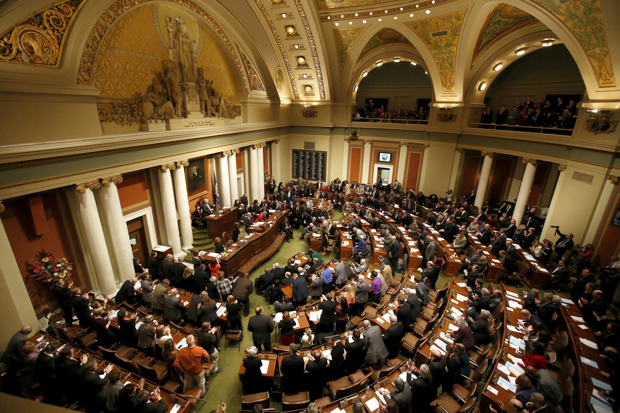 Minnesota Governor Mark Dayton delivered his State of the State address before a joint session of the Minnesota Legislature in the House Chambers at the Minnesota State Capitol in St. Paul, Minn. on Wednesday.
