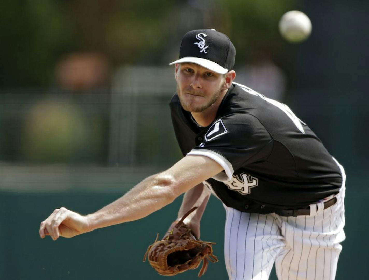 White Sox starting pitcher Chris Sale delivers.