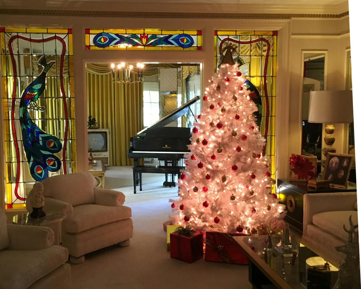 Graceland decorated for Christmas.