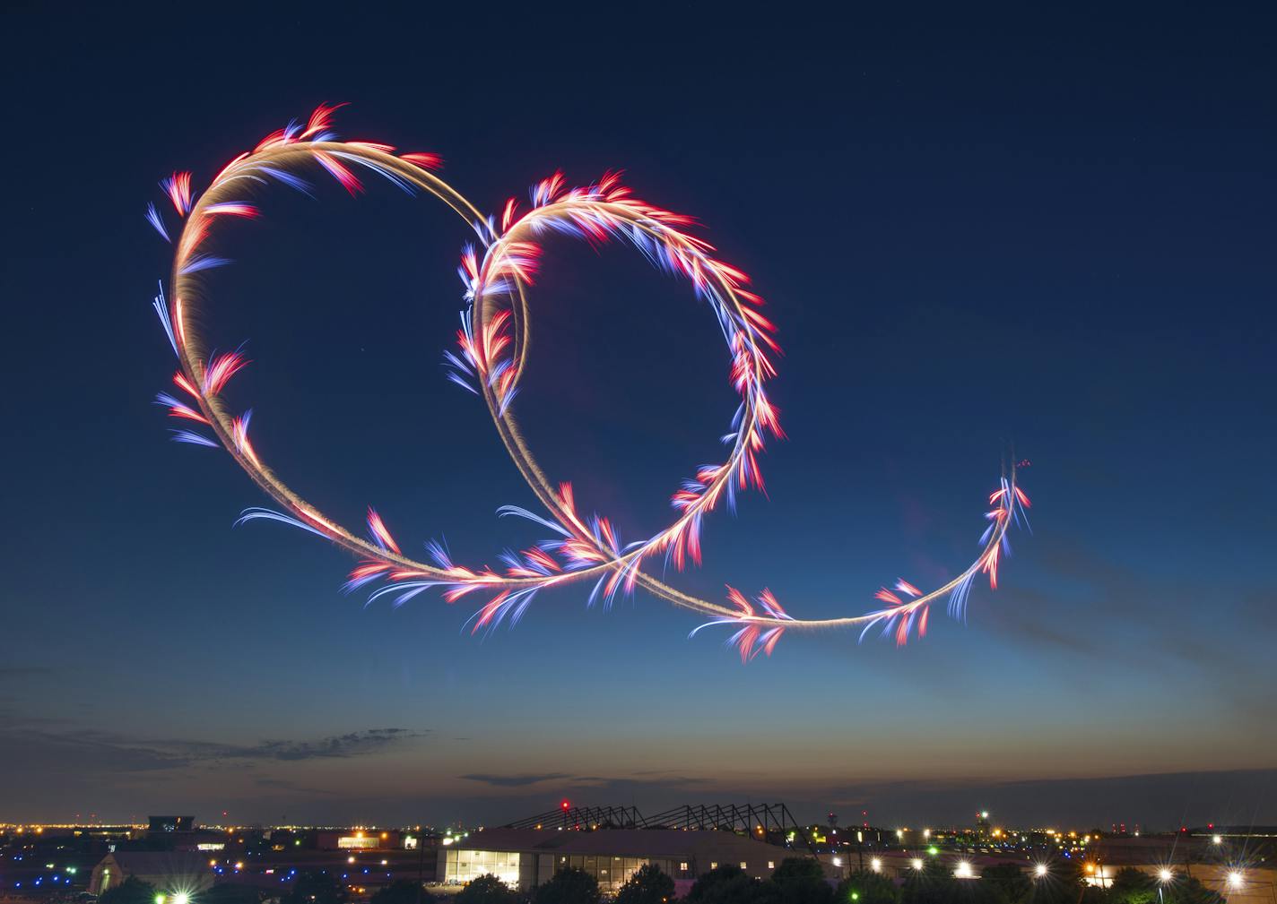 PHOTO MOVED IN ADVANCE AND NOT FOR USE - ONLINE OR IN PRINT - BEFORE JUNE 30, 2019. &#x2014; In a photo from the city, Independence Day fireworks in Addison, Texas. Powerful pyrotechnic displays aren&#x2019;t only found in major cities, there are small towns which celebrate big. (Town of Addison via The New York Times) -- NO SALES; FOR EDITORIAL USE ONLY WITH NYT STORY JULY FOURTH FIREWORKS ADV30 BY LAUREN SLOSS FOR JUNE 30, 2019. ALL OTHER USE PROHIBITED. --