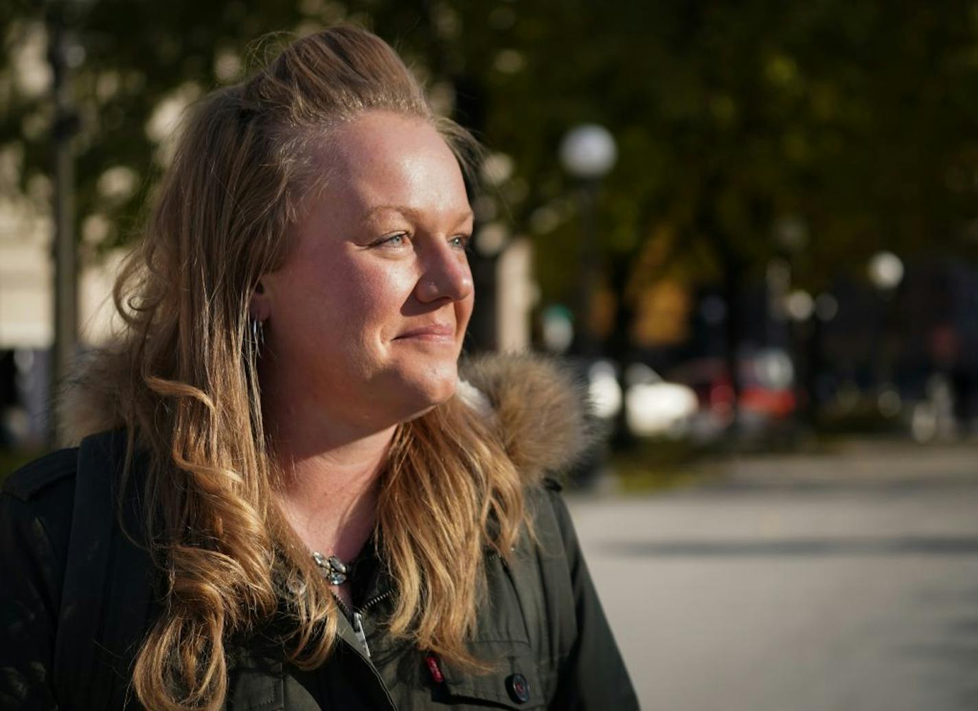 Joan Phillips stood for a portrait at Rice Park in St. Paul, Minn. on Tuesday, October 29, 2019.