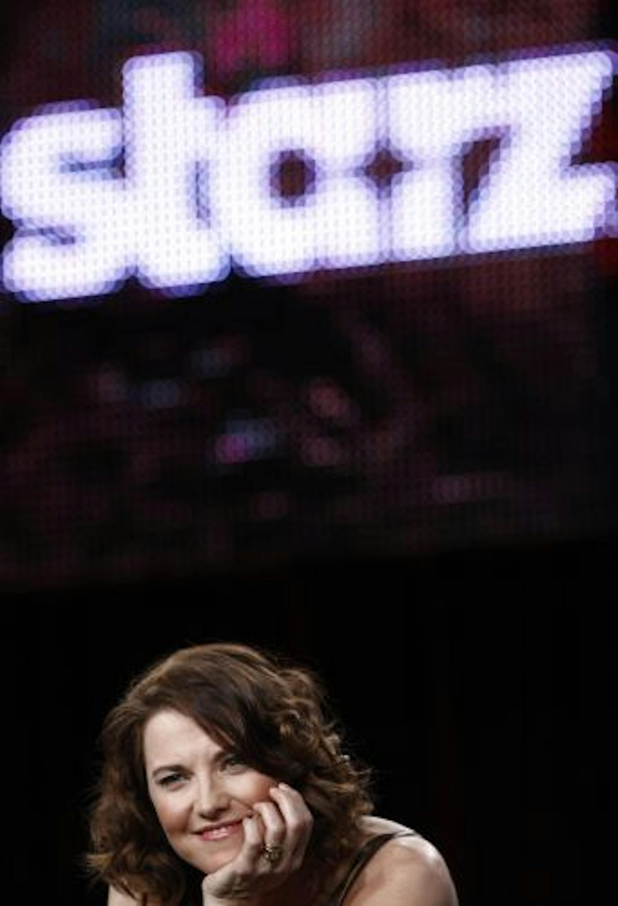 Actress Lucy Lawless is seen onstage during the Starz panel for "Spartacus: Blood and Sand" at the Television Critics Association summer press tour in Pasadena, Calif. on Wednesday, July 29, 2008.