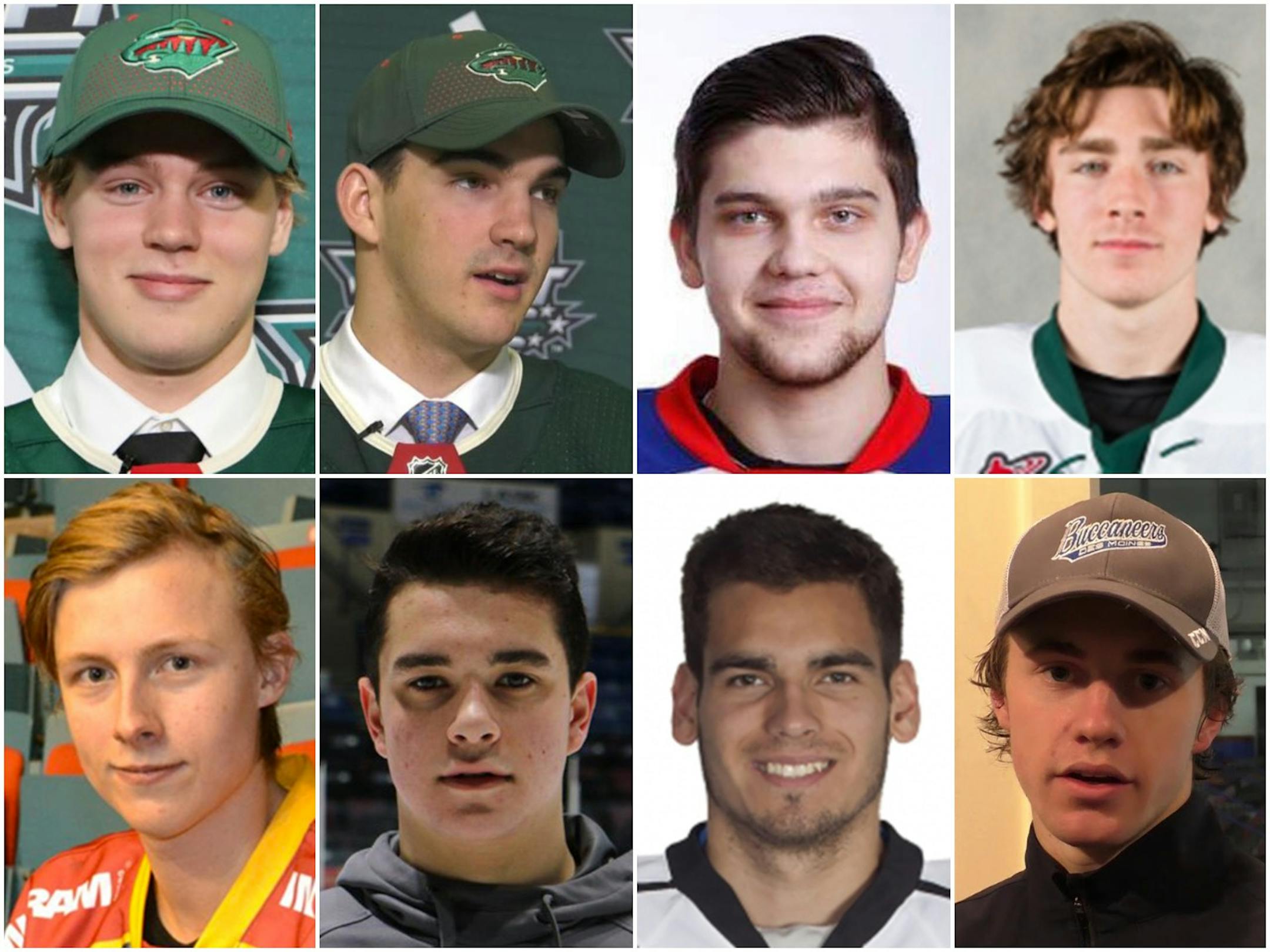 Wild draft picks (from top left to right, then bottom left to right): Filip Johansson, Jack McBain, Alexander Khovanov,Connor Dewar, Simon Johansson, Damien, Giroux, Shawn Boudrias and Sam Hentges.