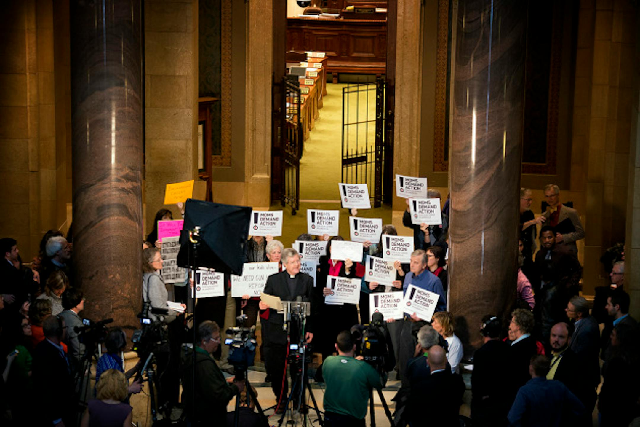 The Minnesota Gun Violence Prevention Coalition, a group of faith, political, and community organizations held a news conference at the State Capitol outside of the House chambers asking the Minnesota House to act on background check legislation for gun sales. House Speaker Paul Thissen previously announced that a deal wasn't possible this year. Friday, May 3, 2013    ]   GLEN STUBBE * gstubbe@startribune.com