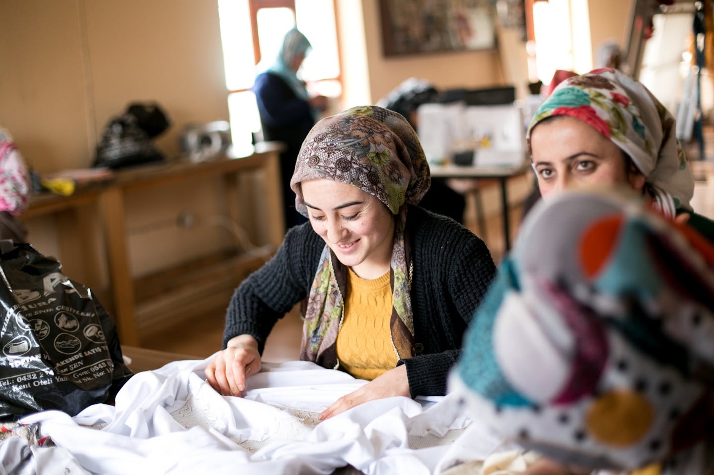 Women are taught to sew at a Life Center in the city of Van, and are using those skills to help support their families. Photo Courtesy of Lutheran Mideast Development