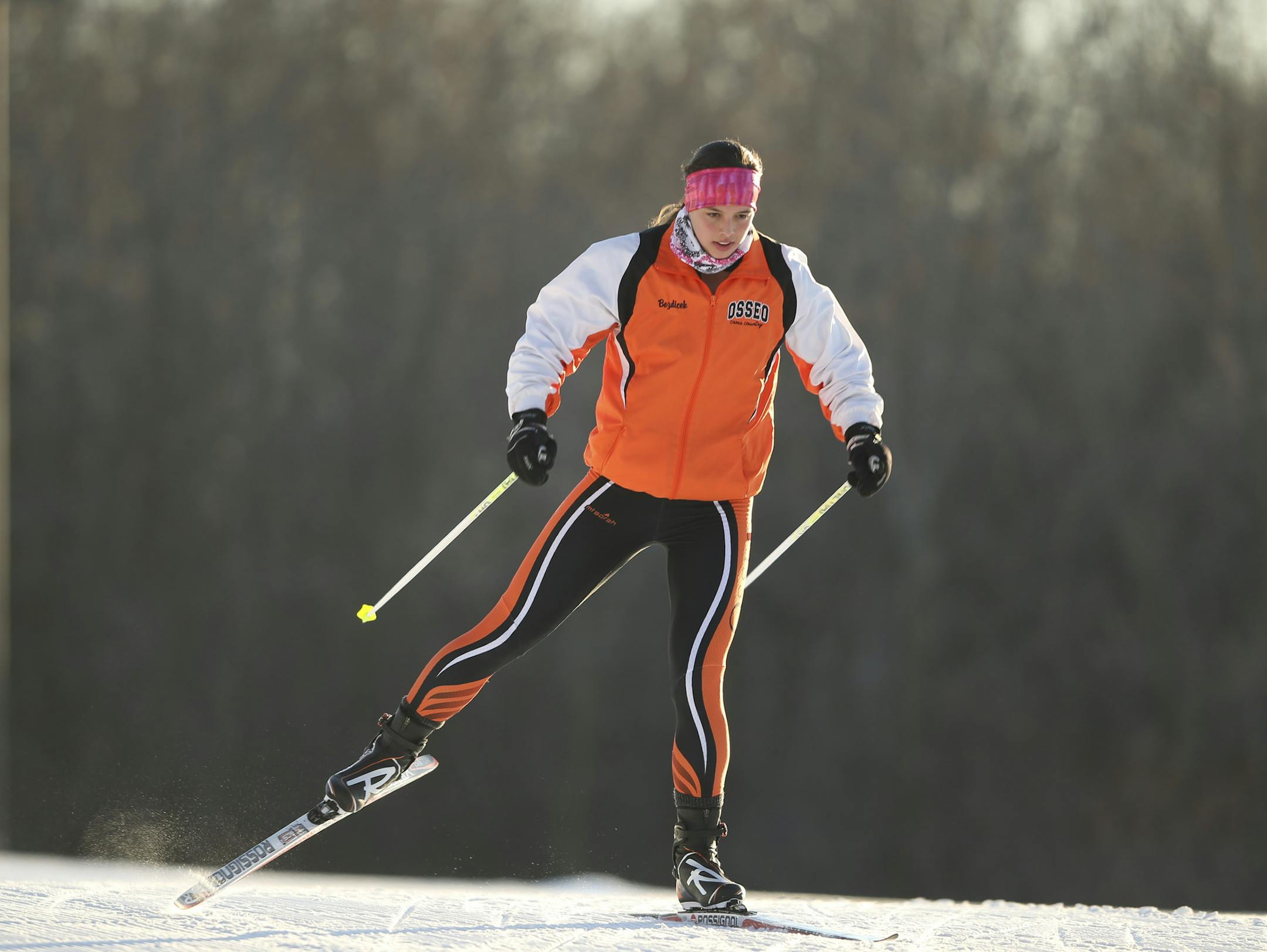 Osseo Nordic skier Sarah Bezdicek is ranked No. 5 so far this season and has raced quite well against some of the state's best. On a day when a scheduled meet was cancelled due to extremely cold weather, Sarah Bezdicek worked out at Elm Creek Park Reserve in Maple Grove Thursday afternoon, January 2, 2014. ] JEFF WHEELER ‚Ä¢ jeff.wheeler@startribune.com