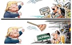 Sack cartoon: Trump's response to disasters