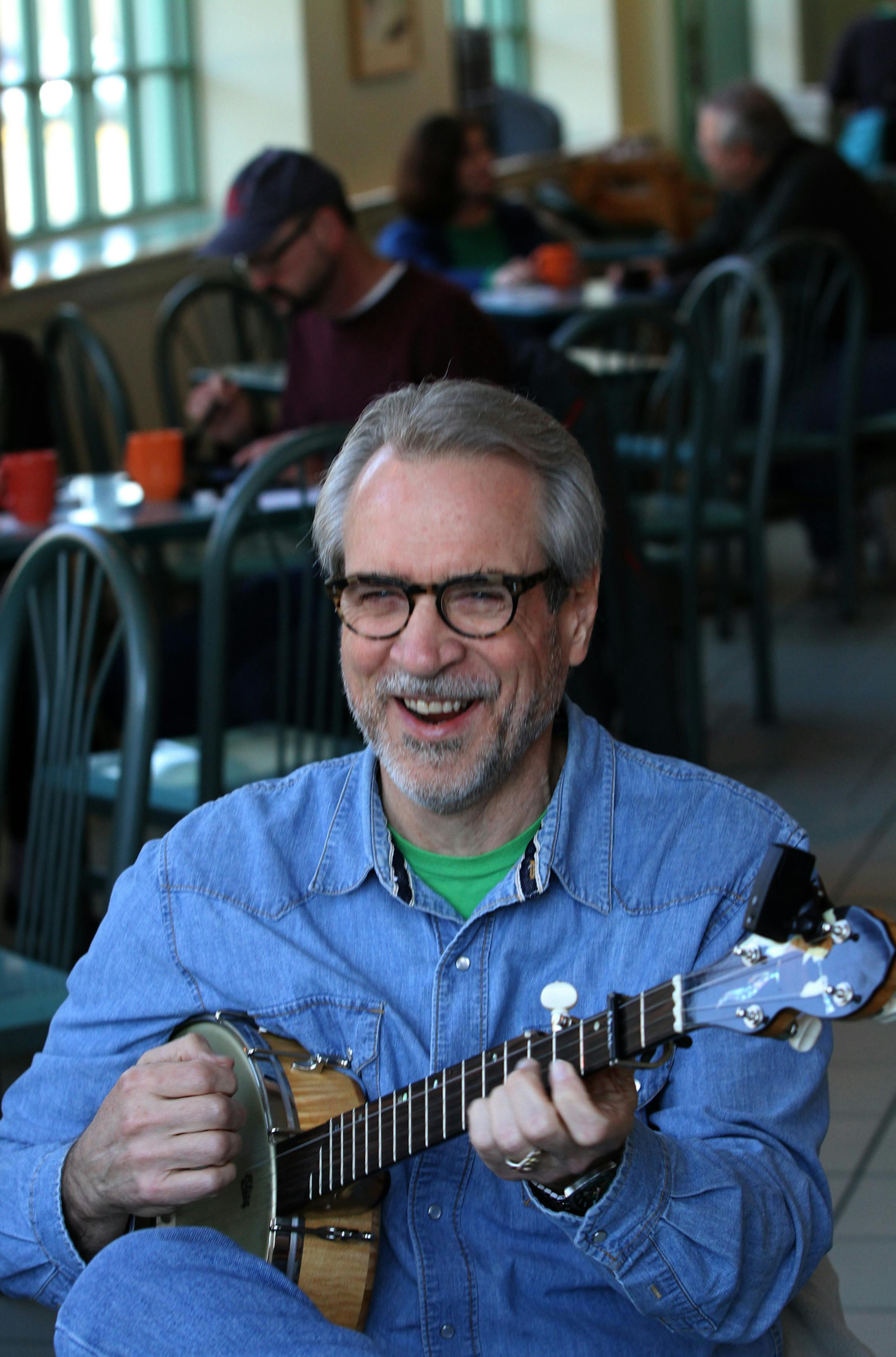 (left to right) Craig Evans played the banjo with band members Saturday morning, 4/27/13, at Black Bear Crossings on the Lake at the Como Park Pavillion.] Bruce Bisping/Star Tribune Craig Evans/source.