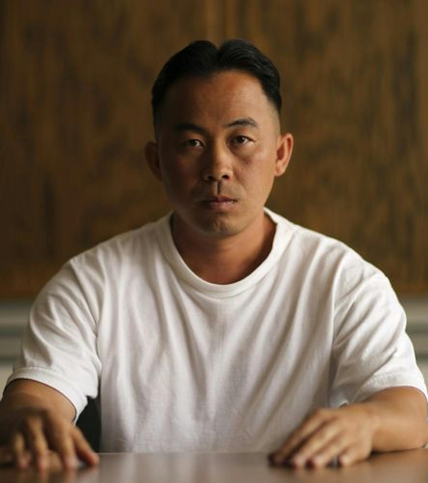 Koua Fong Lee after his interview in a conference room at the MCF-Lino Lakes Tuesday morning.