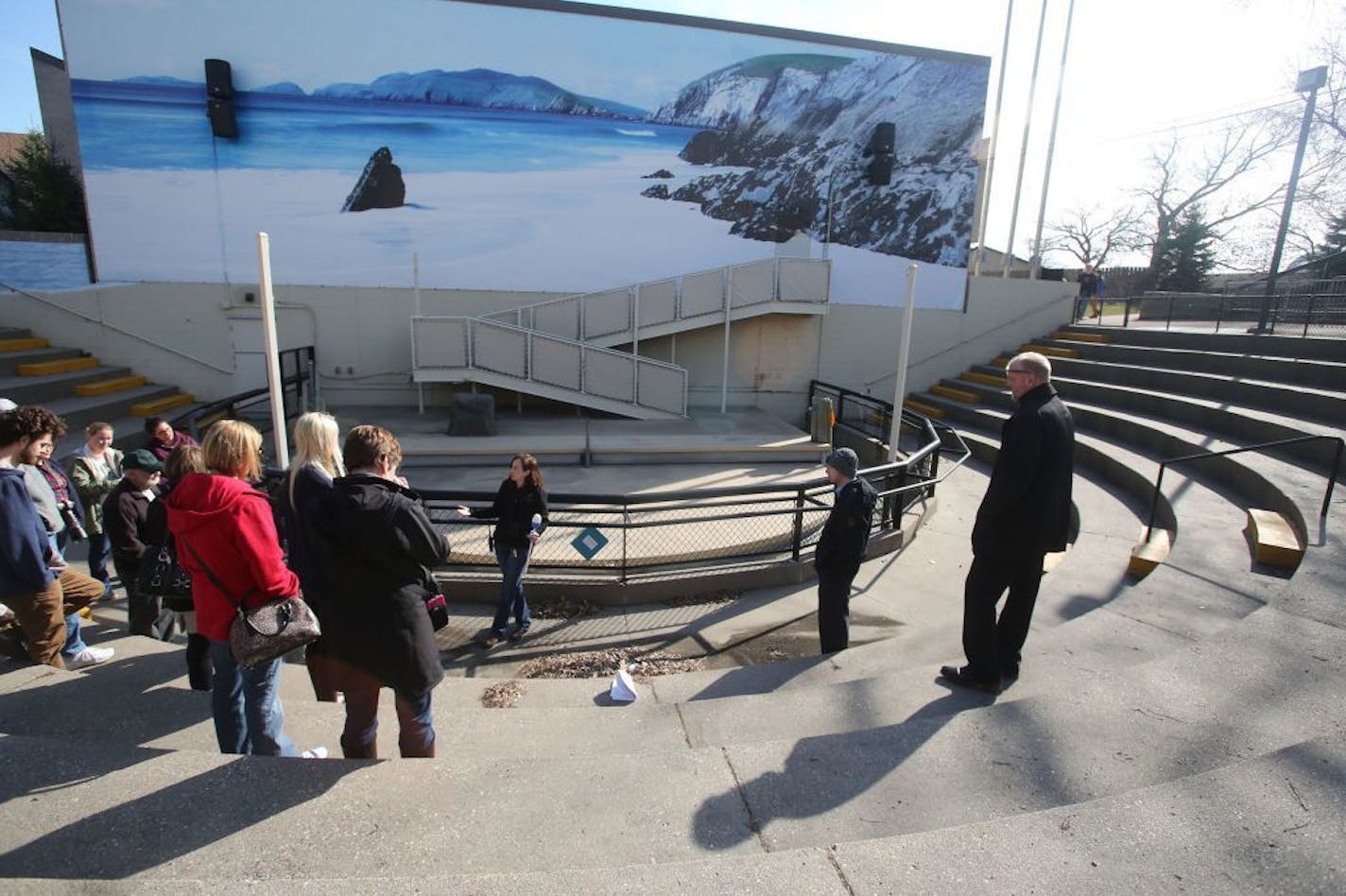 For the first time, the Como Zoo is offering a behind-the-scenes tour, what some might call a "signature experience." Here, Bekah Hanes, Como Park Zoo public programs coordinator, gave folks from various Twin Cities organizations a behind-the-scenes look at the Sparky the Sea Lion Show area at the Como Park Zoo Tuesday, March 22, 2016.