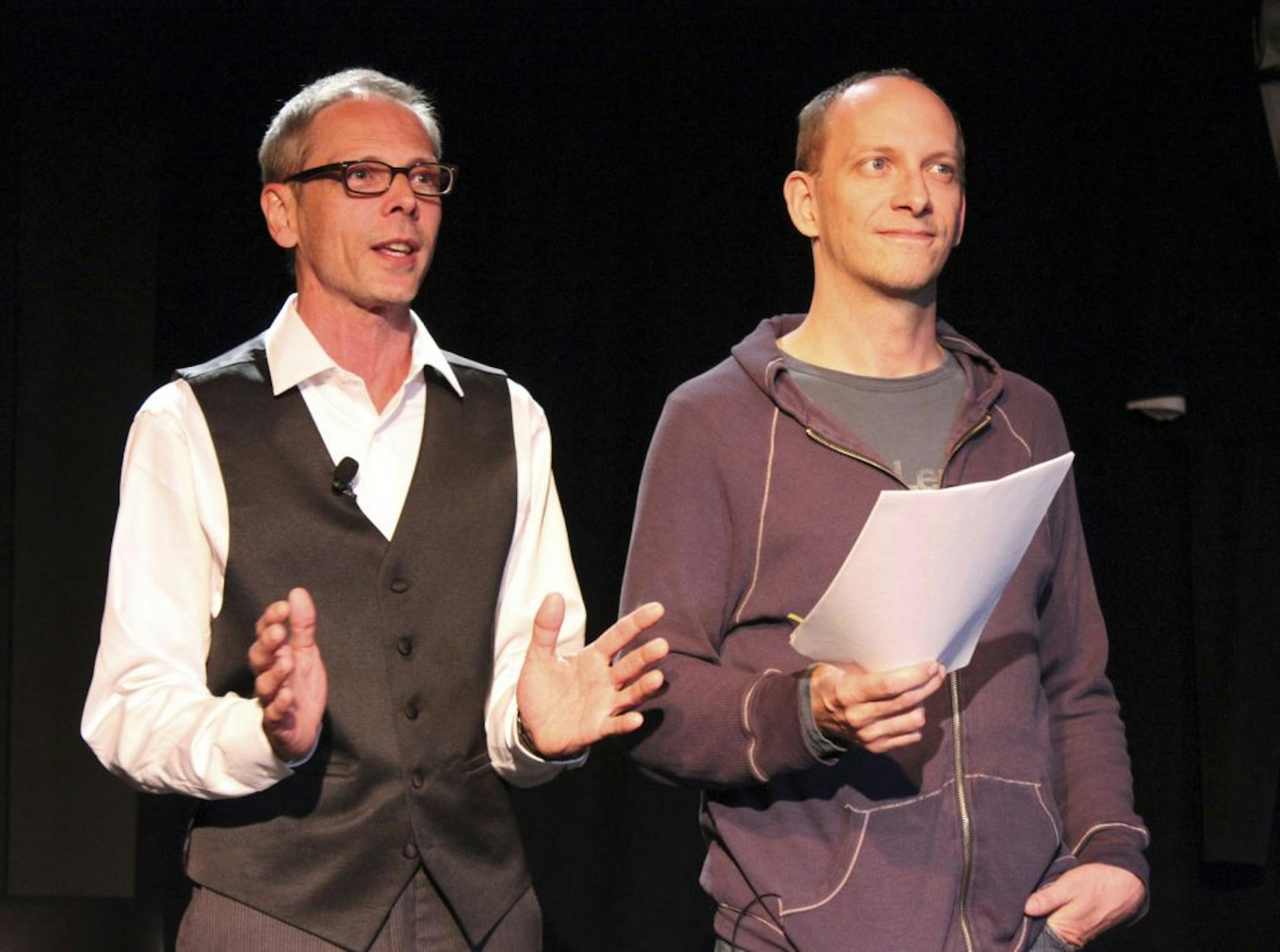 Mark Rhein, left, and Jim Lichtscheidl are among six actors playing various roles in "Standing On Ceremony."