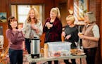 From left, Beth Hall as Wendy, Allison Janney as Bonnie, Kristen Johnston as Tammy, Jaime Pressly as Jill, and Mimi Kennedy as Marjorie in "Mom." (Rob