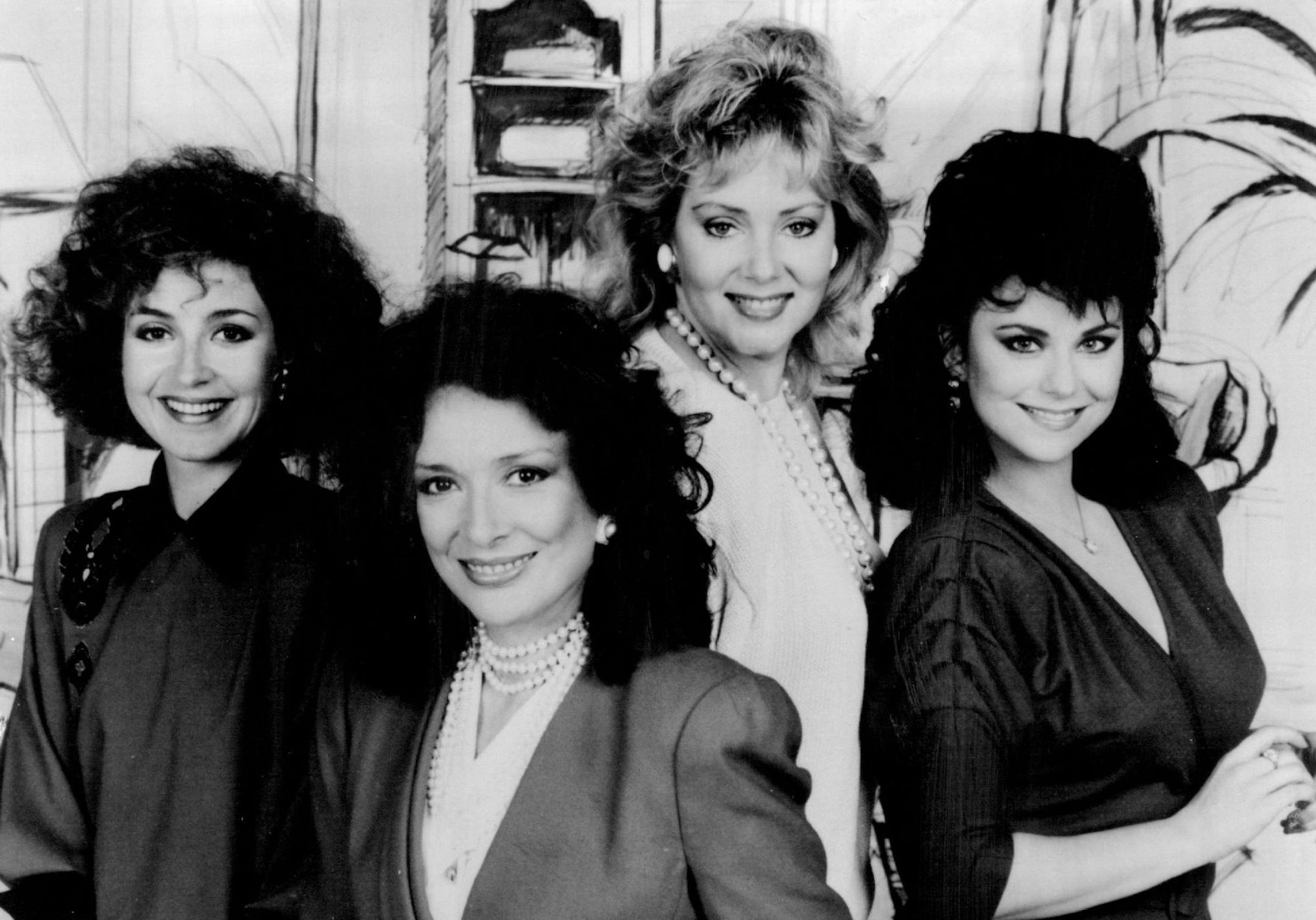 August 14, 1986 Designing Women, new comedy about four every different characters and their fledgling decorating business, to be broadcast Mondays (9:30-10:00 PM, ET/PT) on the CBS Television Network starting this fall, stars (left to right) Annie Potts, Dixie Carter, Jean Smart and Delta Burke. September 29, 1986 CBS
