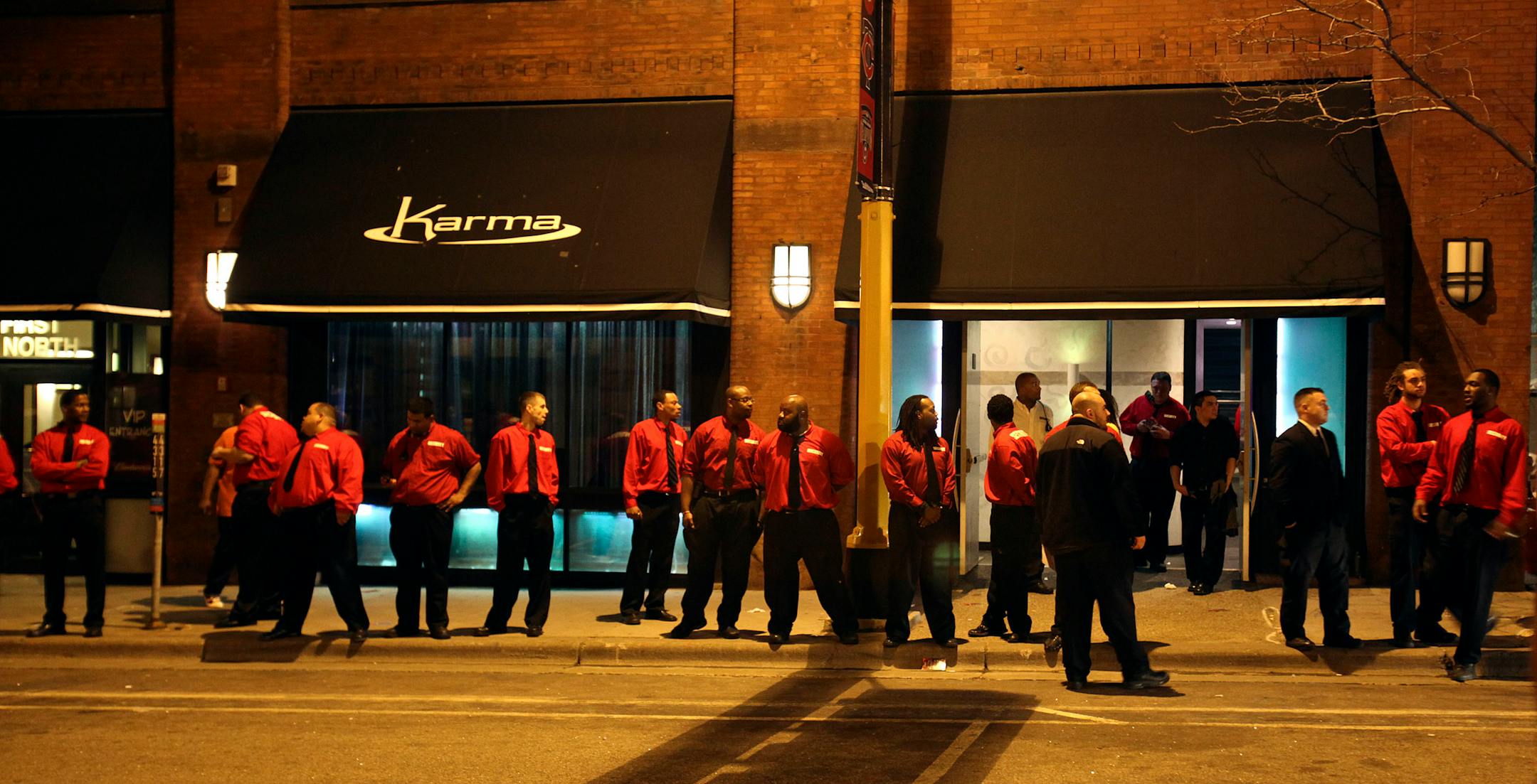 Security guards at Karma lined the street in front of the club.