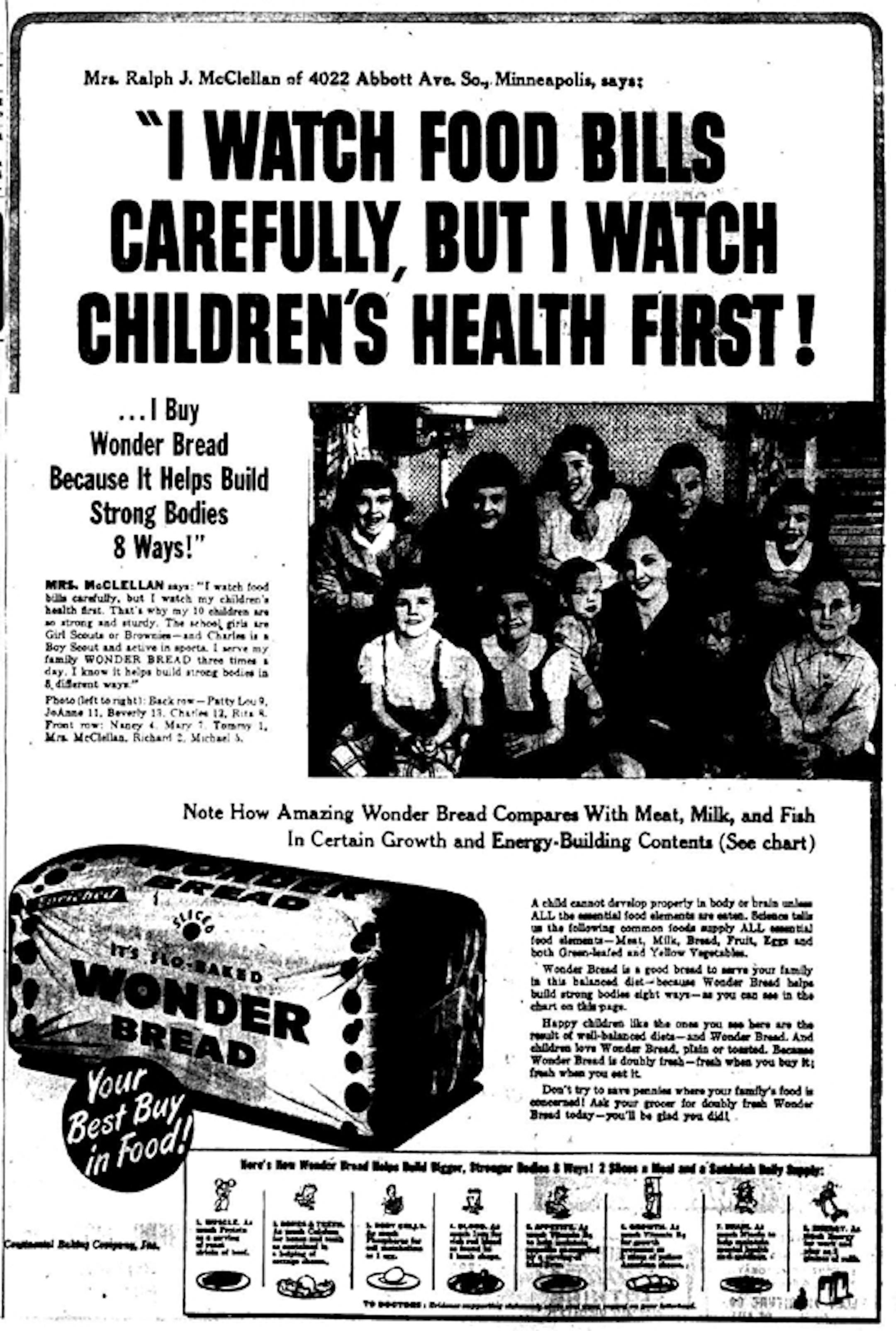 Wonder Bread ad, May 23, 1950