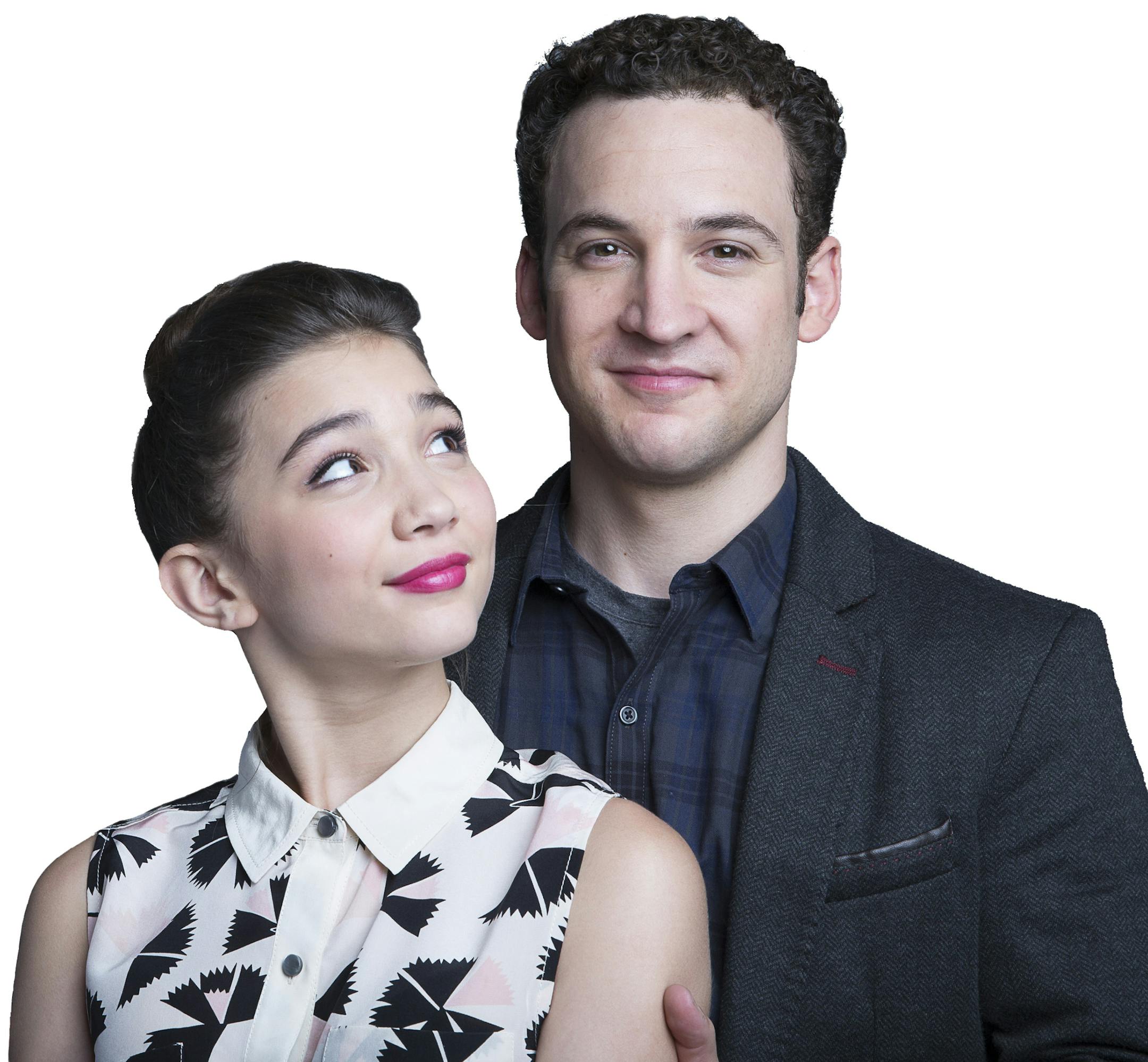 Actors Ben Savage, right, and Rowan Blanchard, from the upcoming Disney Channel series "Girl Meets World" pose for a portrait, on Monday, June 23, 2014 in New York. The series, premiering on June 27, is a sequel to the 1990s series, "Boy Meets World." (Photo by Amy Sussman/Invision/AP) ORG XMIT: MIN2014062416202713