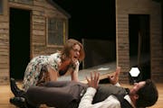 Laura Delventhal and Zak Delventhal in a scene from Delve Theatre's "Two Jokes, One Act: The Boar & The Proposal" Monday night on the Rarig Center Thr