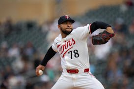 Minnesota Twins pitcher Simeon Woods Richardson threw a pitch in the first inning against the Detroit Tigers at Target Field in Minneapolis, Minn.



