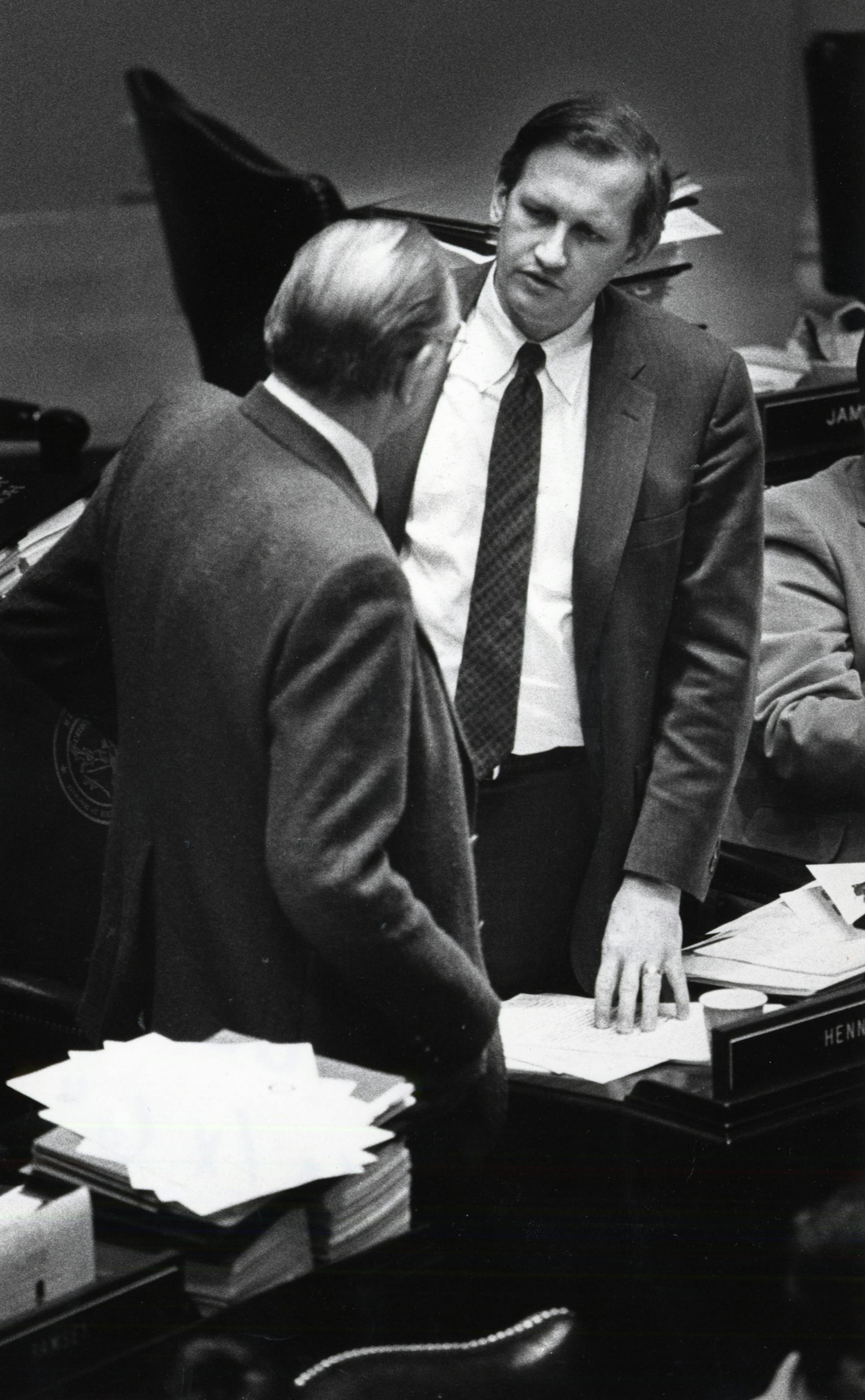 John Brandl, right, as a state legislator: The lawmaker, who died Monday, made the State Capitol a better place.