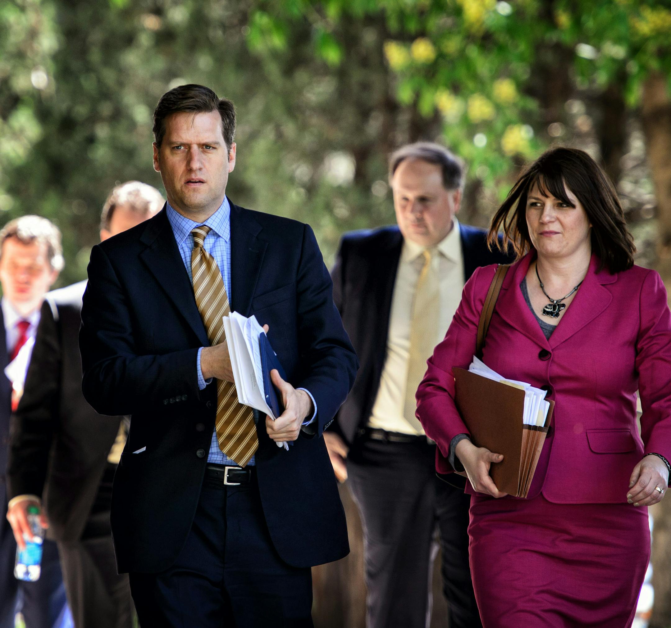 After a lunch break House Speaker Kurt Daudt entered the Governor's residence with Majority Leader Joyce Peppin and House Ways and Means Committee Chairman Jim Knoblach for an afternoon negotiating session. ] GLEN STUBBE * gstubbe@startribune.com Wednesday, May 13, 2015