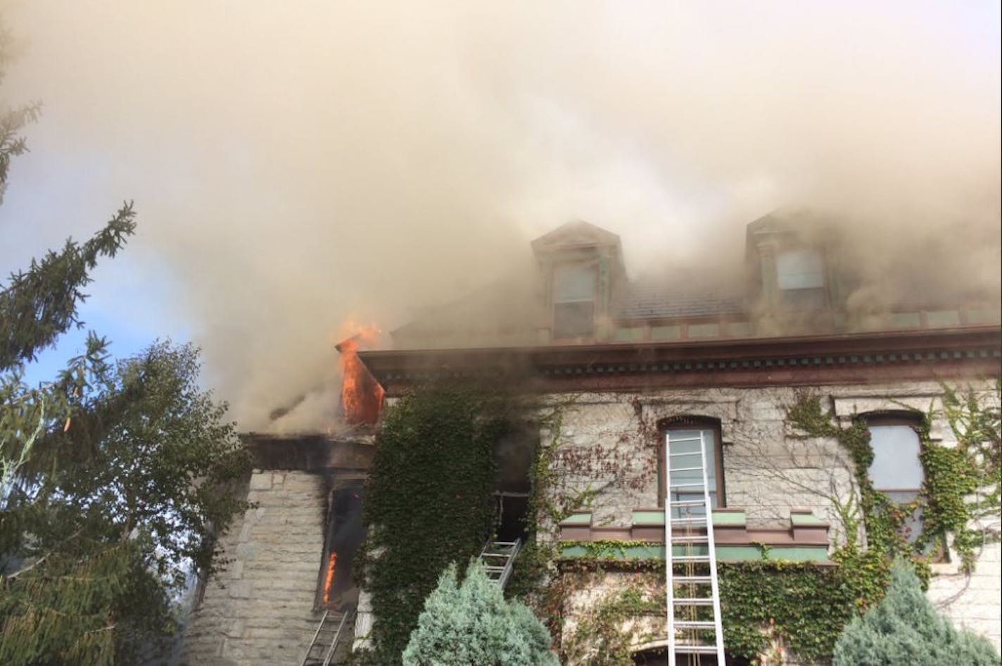 St. Paul firefighters are battling a blaze in the Cathedral Hill neighborhood.