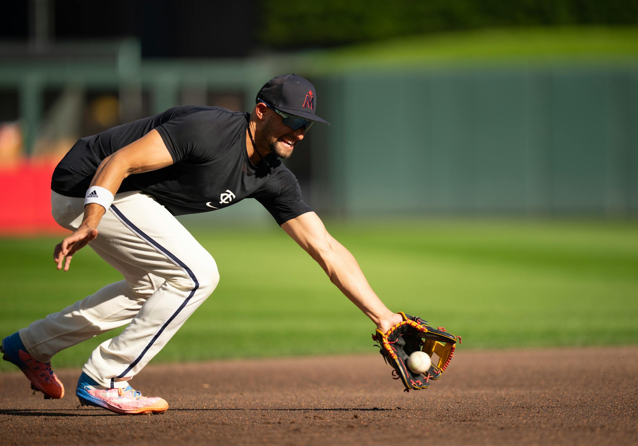 Twins infielder Royce Lewis fielded grounders during infield practice Monday afternoon. The Minnesota Twins worked out at Target Field in Minneapolis Monday, October 2, 2023, the day before they face the Toronto Blue Jays in an American League Wild Card Playoff Series.