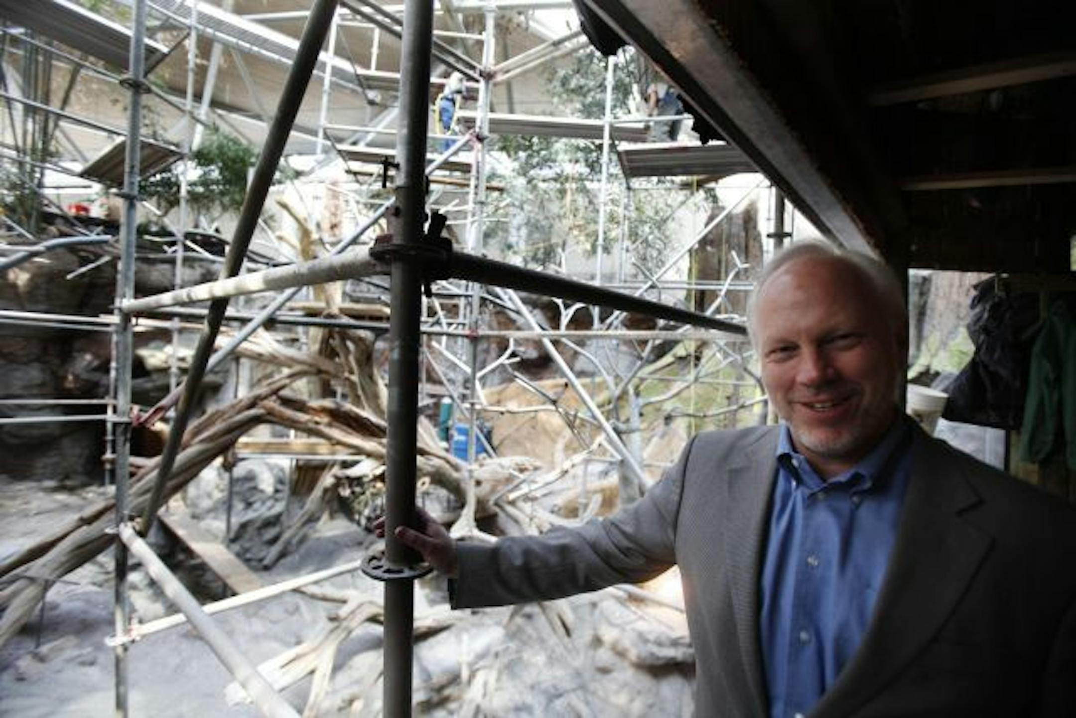 Lee C. Ehmke director/CEO, Minnesota Zoo posed for a picture next to a new exhibit that is under construction in the Tropics Trail section at the zoo.