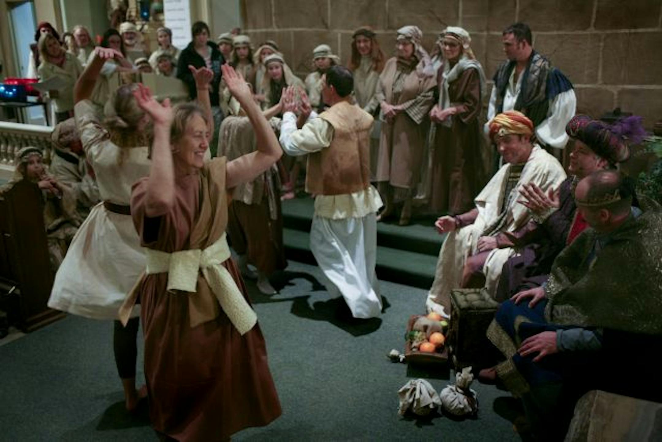 Members of the cast rehearsed for the Christmas opera "Amahl and the Night Visitors" at St. Peter's Church.