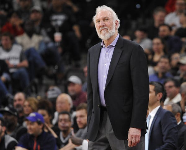 San Antonio Spurs coach Gregg Popovich watched his team play the Timberwolves on March 4 in San Antonio. Darren Abate/Associated Press